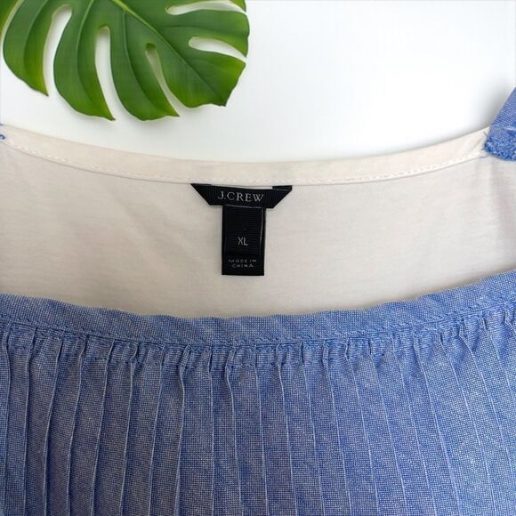 J. Crew Pleated Tiered Ruffle Tank Top/Cami in Chambray Blue - Picture 9 of 10